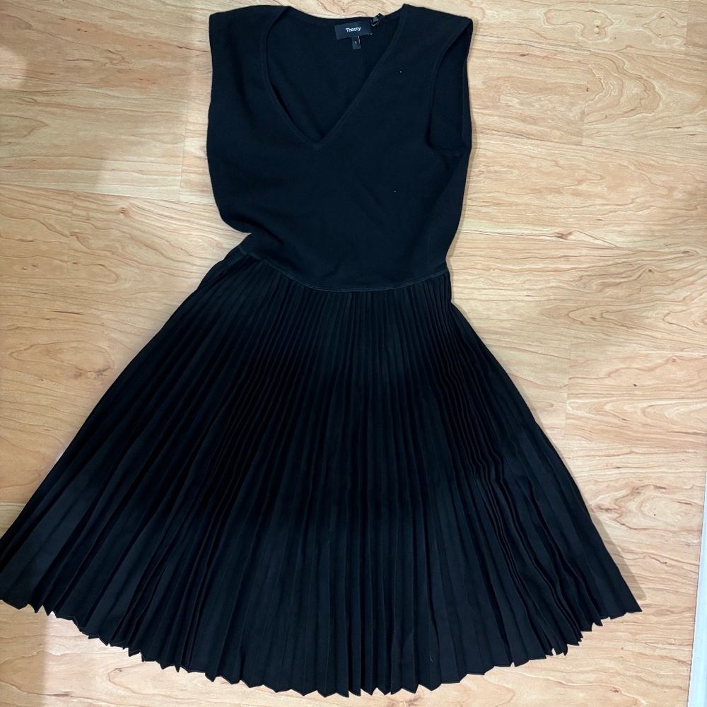 Theory Formal Wool Pleated Dress